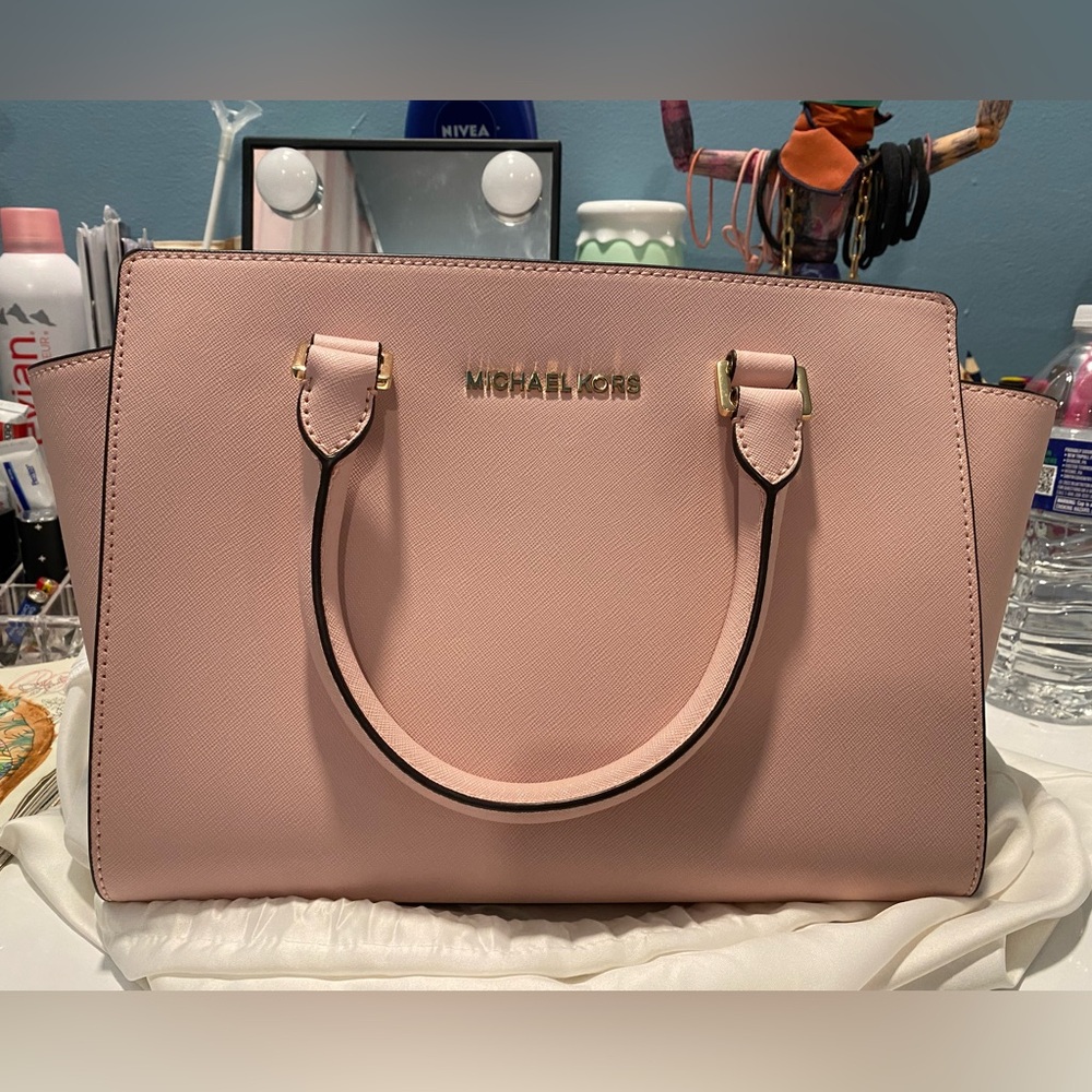 MK Selma Saffiano Leather Medium Satchel
